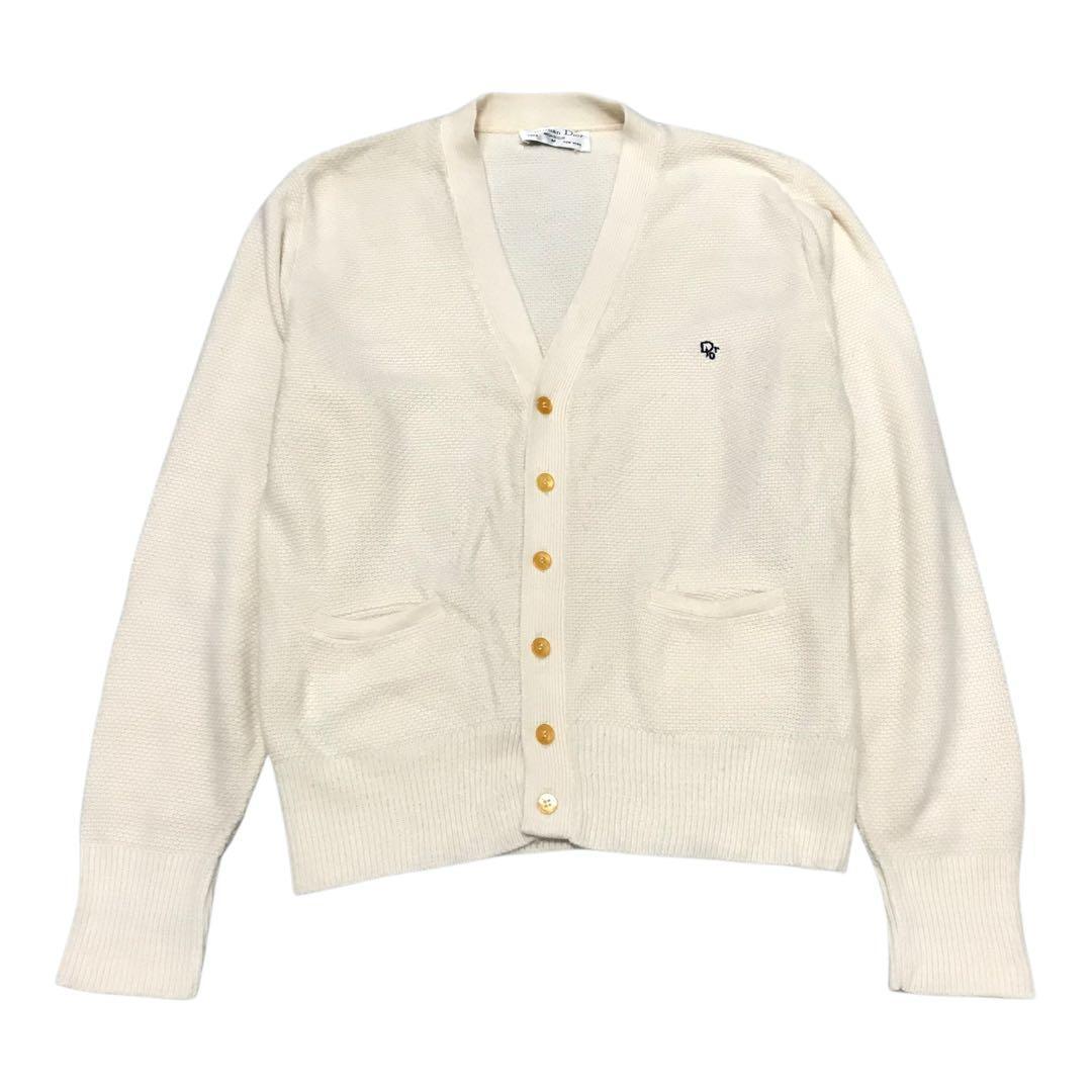 90s クリスチャンディオール ビンテージコットニットカーディガン 刺繍ロゴ拍卖