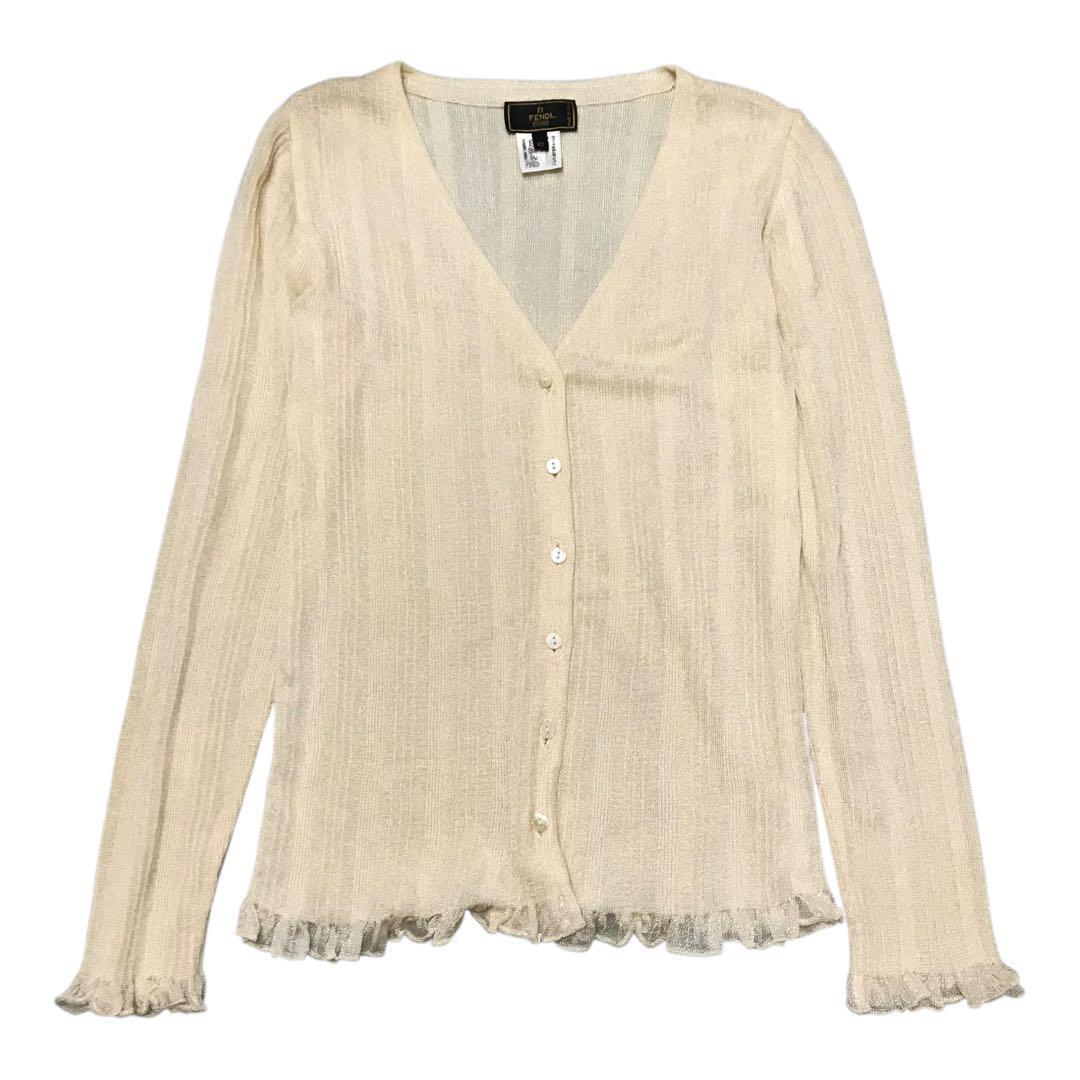 80s FENDI フェンディ ビンテージレーヨンニットカーディガン イタリア製拍卖