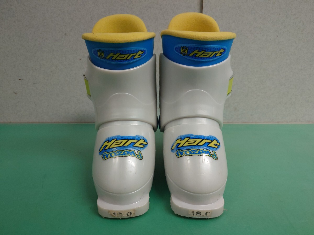 ● 29) Hart frozen j ハート スキー ブーツ 221mm 18cm スキー靴 ホワイト×イエロー×ブルー キッズ 子供用 中古 ①拍卖