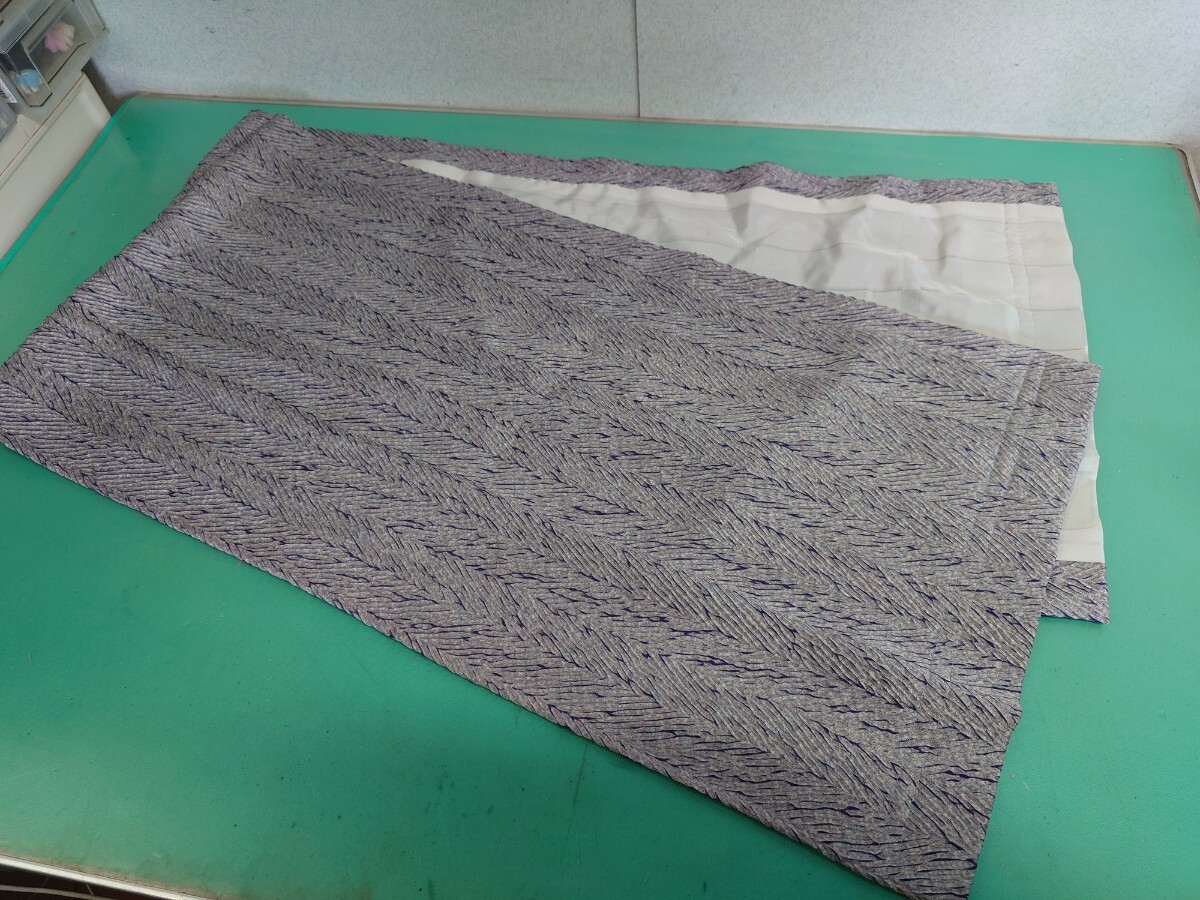 ● 杢目絞り 木目絞り 総絞り 和装 シール グレー系 162×40cm 未使用 保管品 ④拍卖
