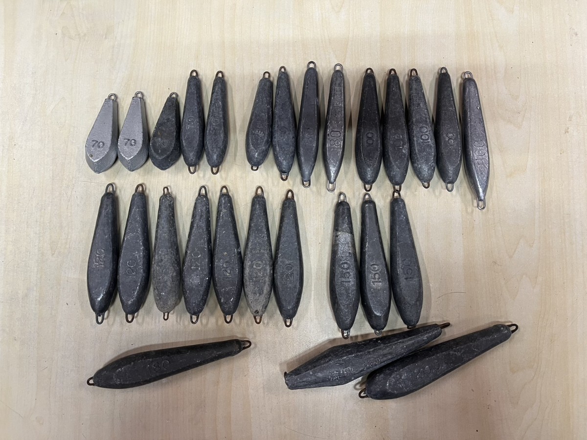○ 未使用含む中古品 船釣り用 シンカー オモリ 鉛 まとめて およそ11.0Kg 70号〜200号 片カン 両カン 胴付 流星 他 ③拍卖