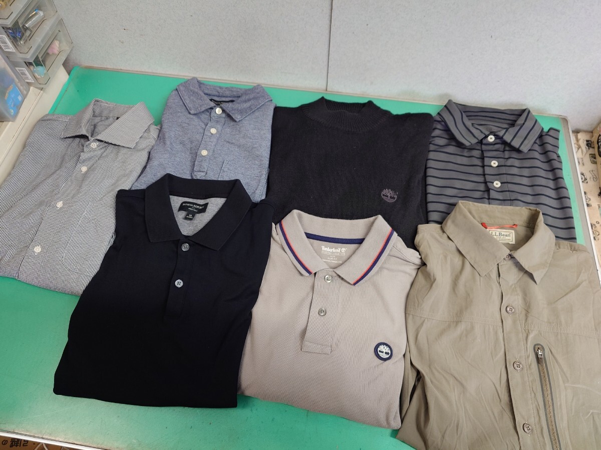 ● Timberland/L.L.Bean /BANANA REPUBLIC/無印良品 Mサイズ/ニットセーター/ポロシャツ(半袖)/シャツ 7点セット 中古 ③拍卖