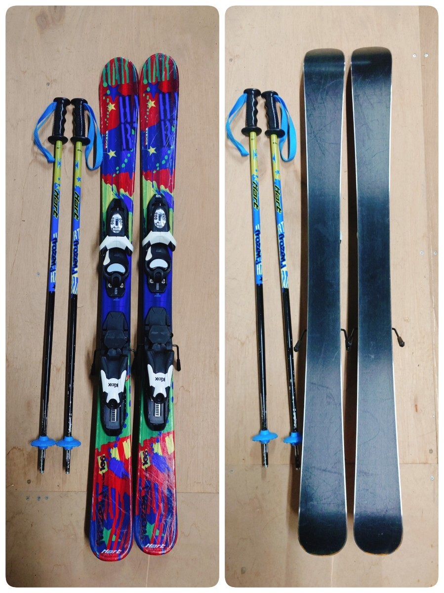 ●29) Hart frozen j rocker 106cm スキー板 /ビンディング KiD X/ポール 80cm 3点セット キッズ 子供用 中古 ①拍卖