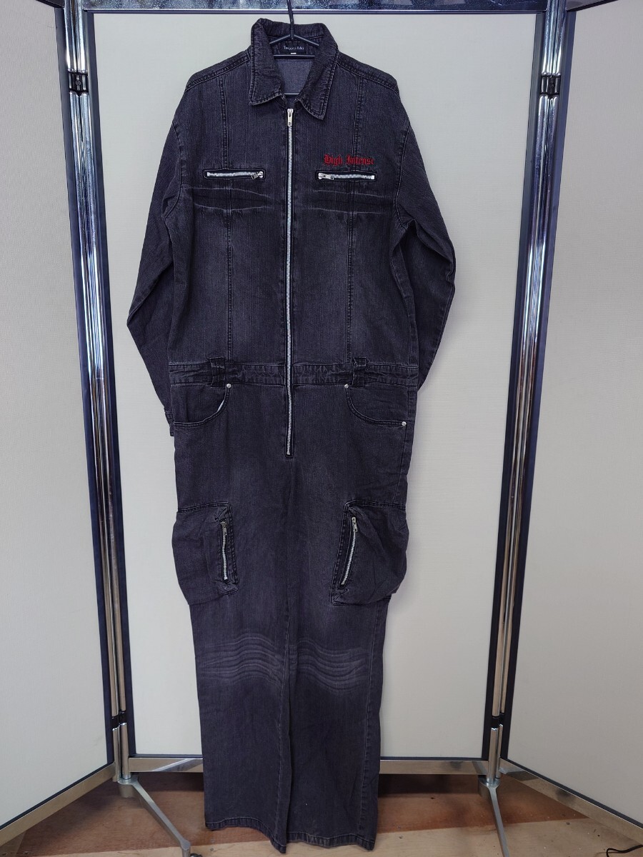 ●Tesoro Mio デニム ツナギ オールインワン サロペット オシャレ着 作業着 かっこかわいい アメリカン メンズ LLサイズ ブラック系 中古③拍卖