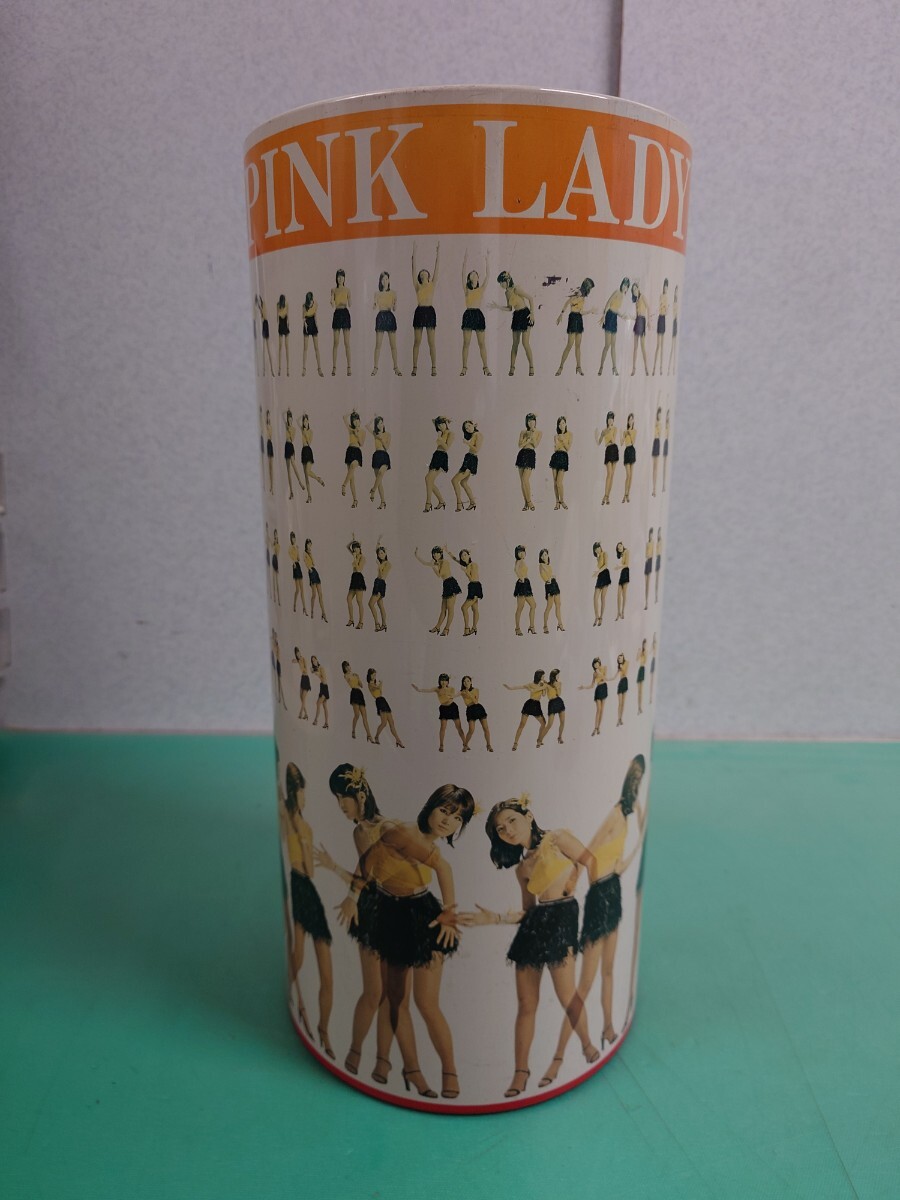 ●当時物【ピンク レディー/モンスター】サイン 振付 昭和レトロ ヴィンテージ アイドル ゴミ箱 スチール缶 ディスプレイ レトロポップ④ 拍卖