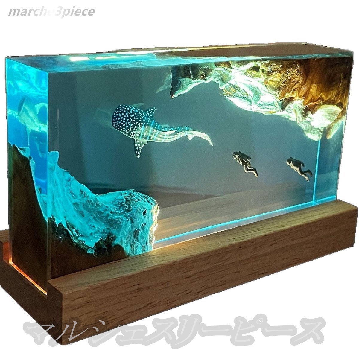 ジンベエザメとダイバー エポキシ樹脂ライト アドベンチャー 個性的な贈り物拍卖