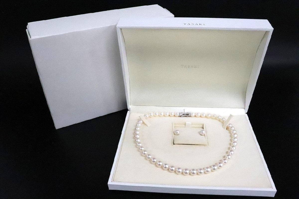 【行董】TASAKI 田崎真珠 ネックレス ピアス K18WG刻印あり ケース付き アクセサリー パール 真珠 UA396ABH37拍卖