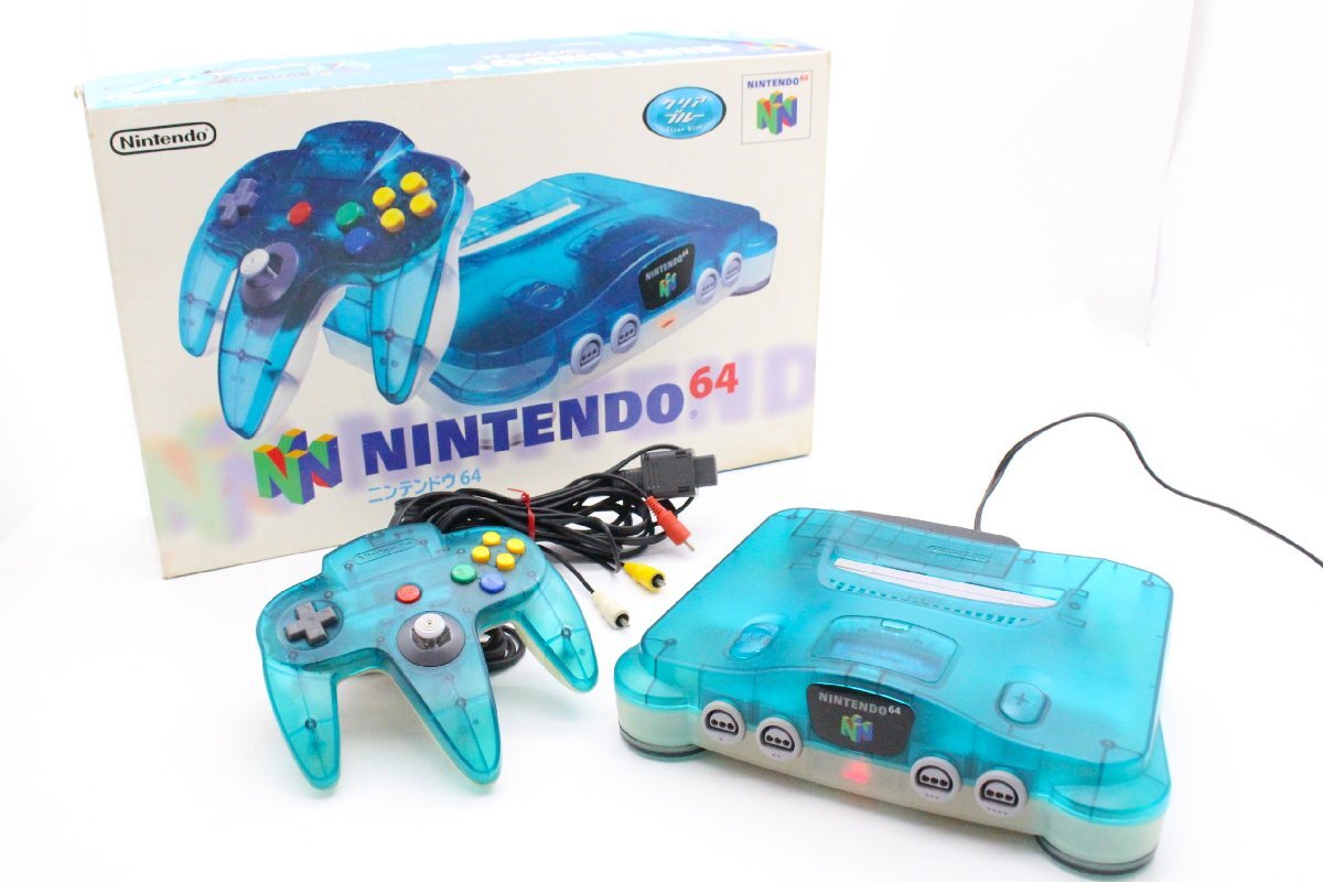 【ト石】 任天堂 ニンテンドー NINTENDO 64 NUS-001 クリアブルー 本体 コントローラー 箱付き 通電確認済 EE158EWH67拍卖
