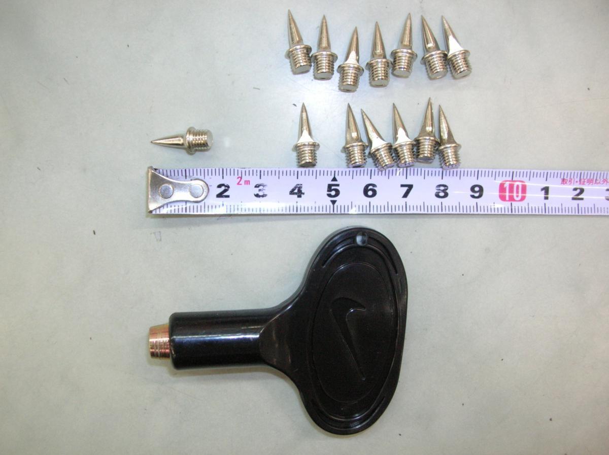 ナイキ【取替スパイクピン(14本)、ハンドルのセット】★サイズ12mm★金属製(鉄)★アンツーカー専用★NIKE拍卖