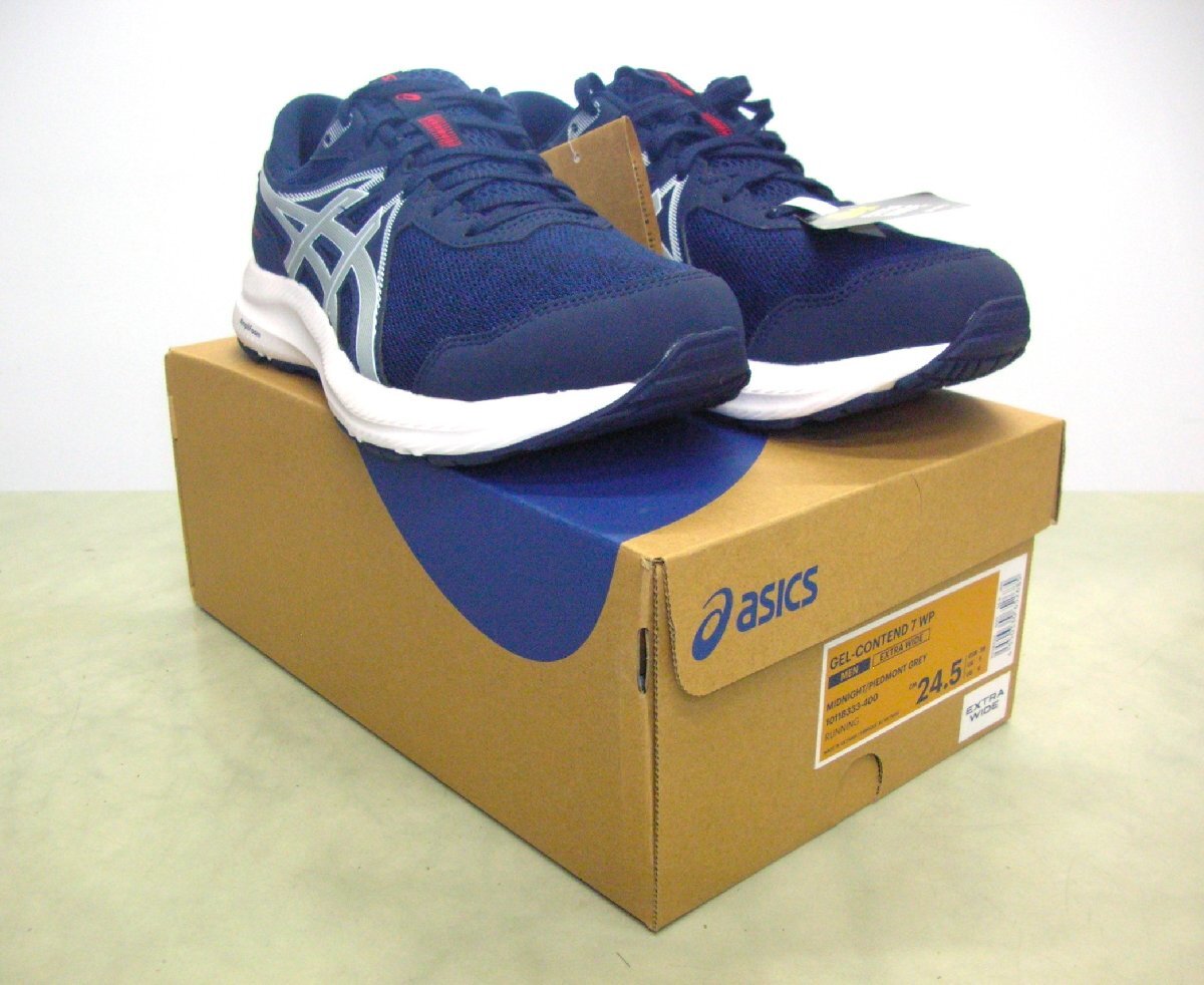 アシックス★ランニングシューズ★GEL-CONTEND 7 WP★1011B333 400(ミッドナイト/ ピエドモントグレー)★24.5cm★防水機能★EXTRA WIDE拍卖