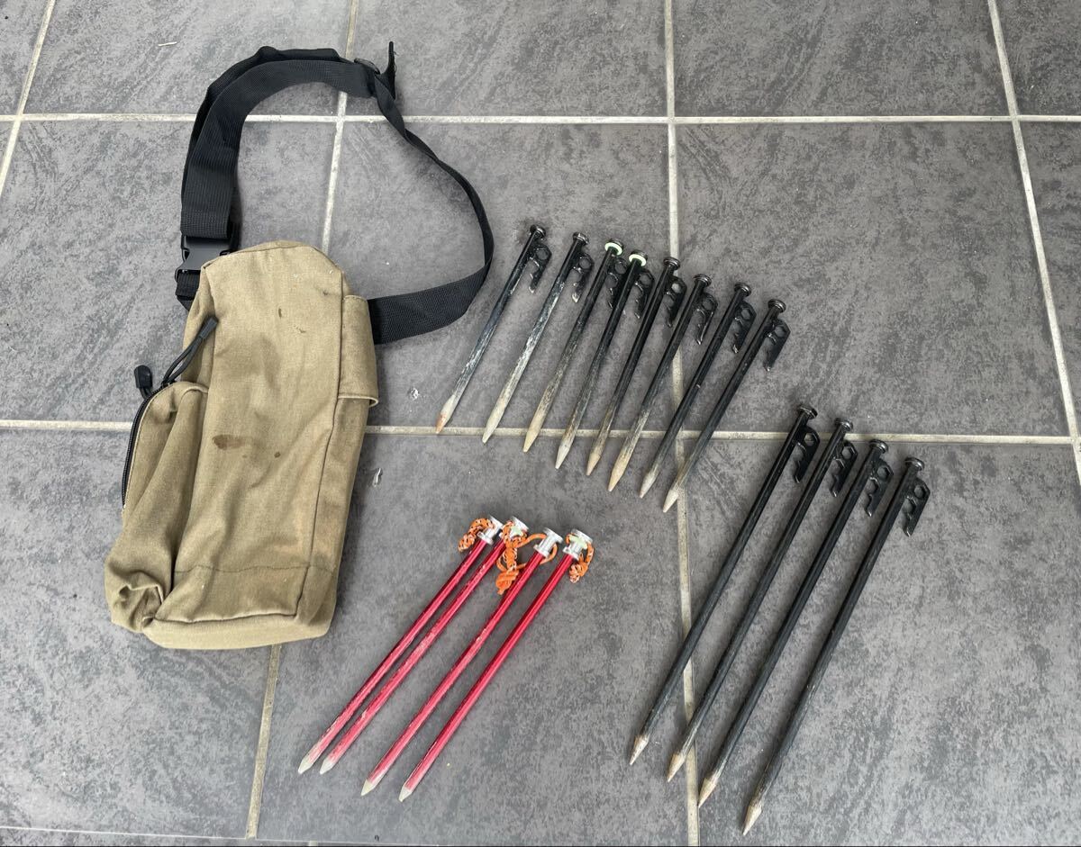 鉄製×アルミ 16本 ペグセット 収納付き 送料安 30㎝ 20㎝拍卖