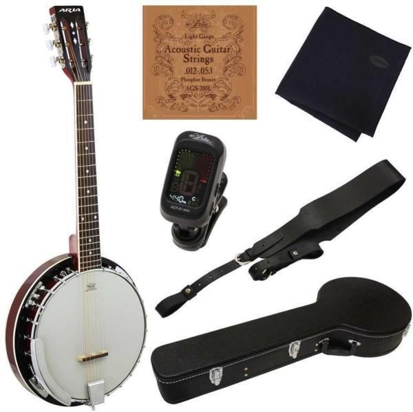 即決◆新品ARIA SB-10G/ハードケース付6点セット(ギターと同じチューニングで使用できる6弦バンジョー拍卖