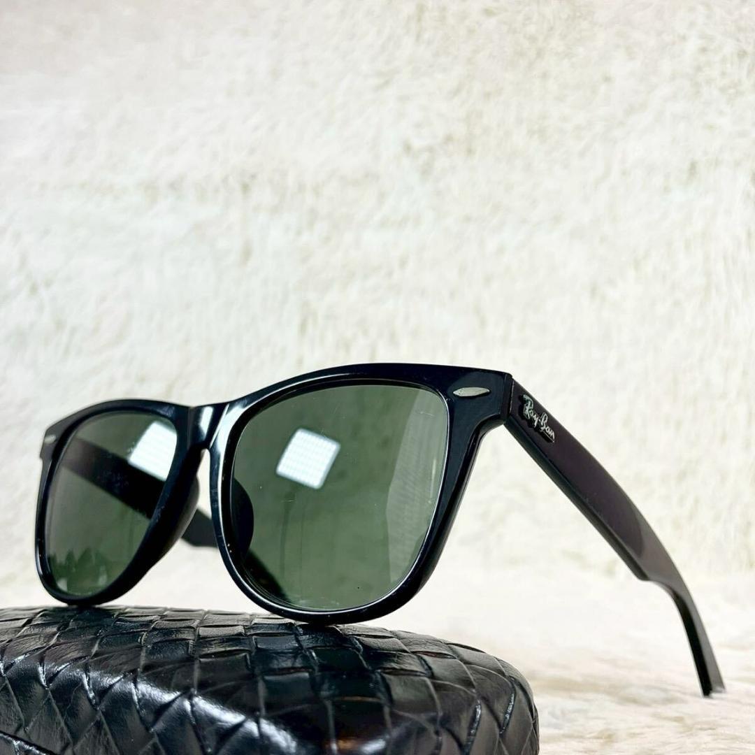 70sRay-Ban WAYFARERⅡ オリジナルウェイファーラー ボシュロム 砂打ち刻印 グリーンレンズ ブラックフレーム拍卖