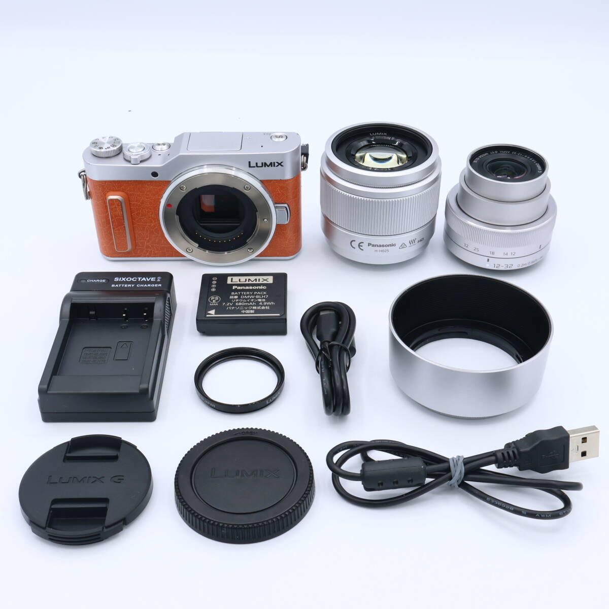 パナソニック ルミックス GF10 ダブルレンズキット 標準ズームレンズ/単焦点レンズ付属 オレンジ DC-GF10W-D #251022_WF9JA001304拍卖