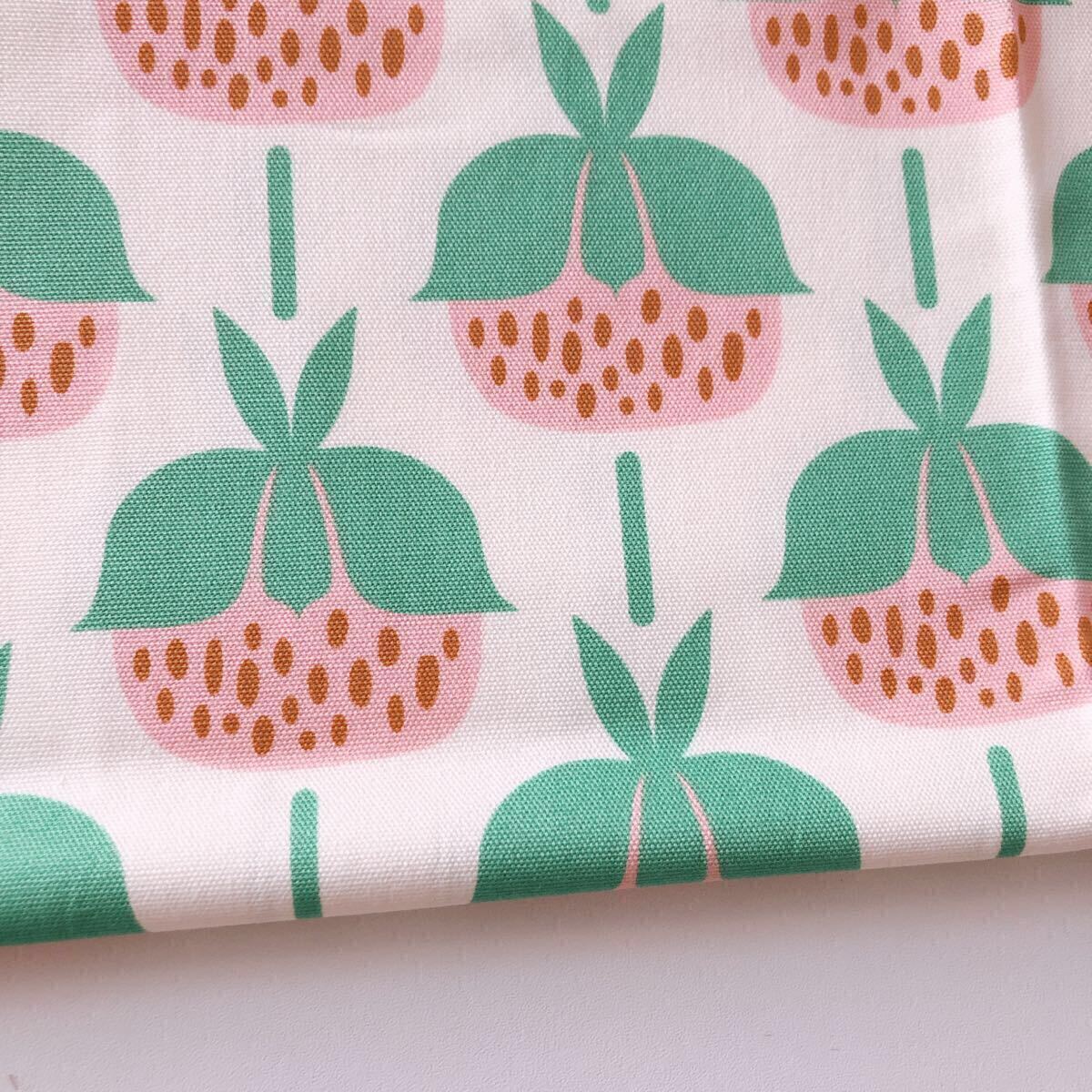 はぎれ 生地 布 オックキャラクター生地 105×50綿100% クーポン エリザベスオルウェン いちご柄 カットクロス 拍卖