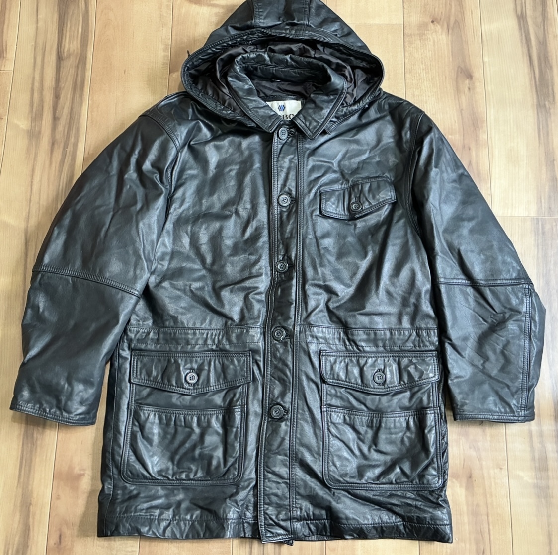 ヴィンテージ ROBO フード付 レザーコート 80s90s拍卖