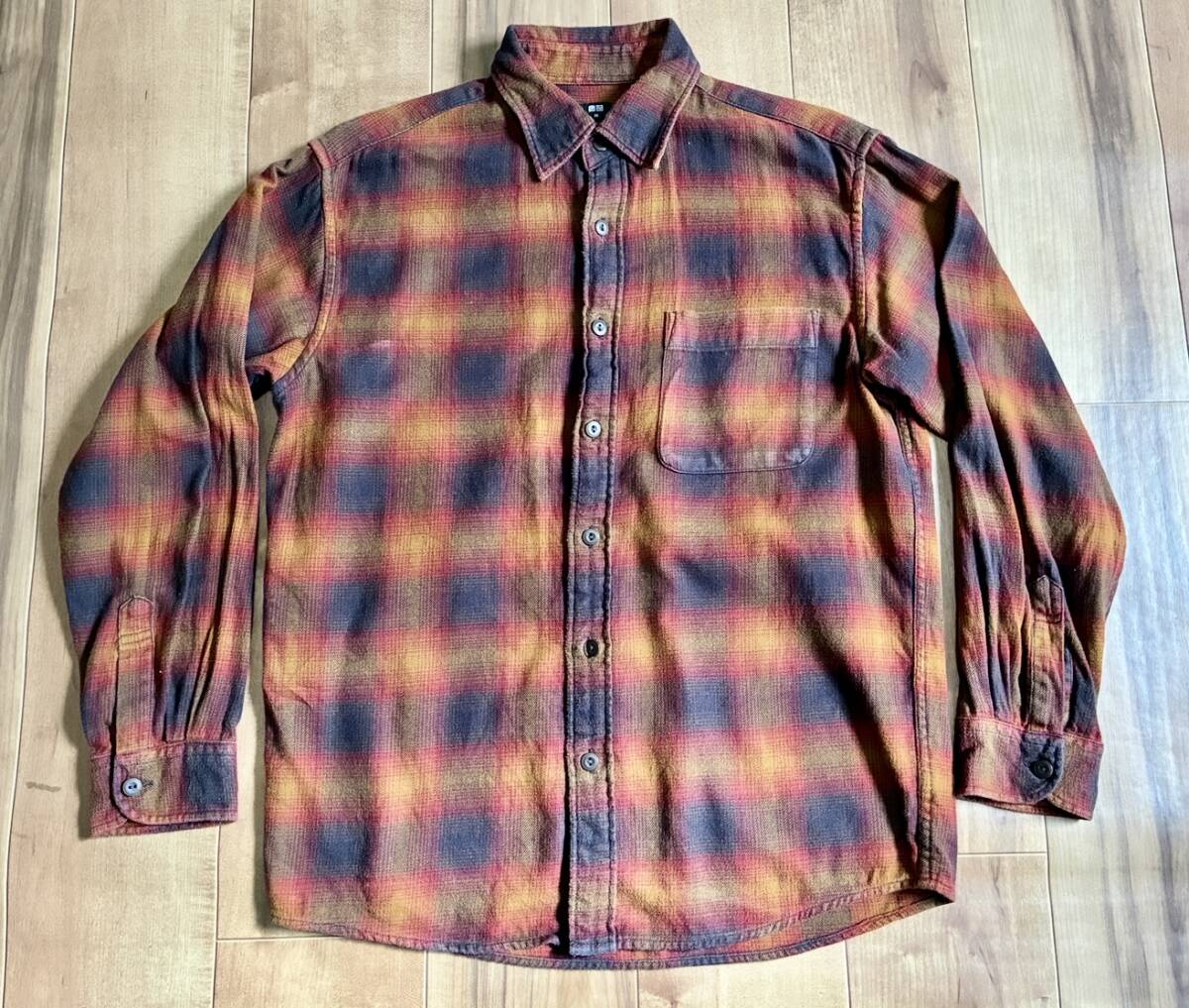 UNIQLO ユニクロ シャドーチェック ネルシャツ M 茶系拍卖