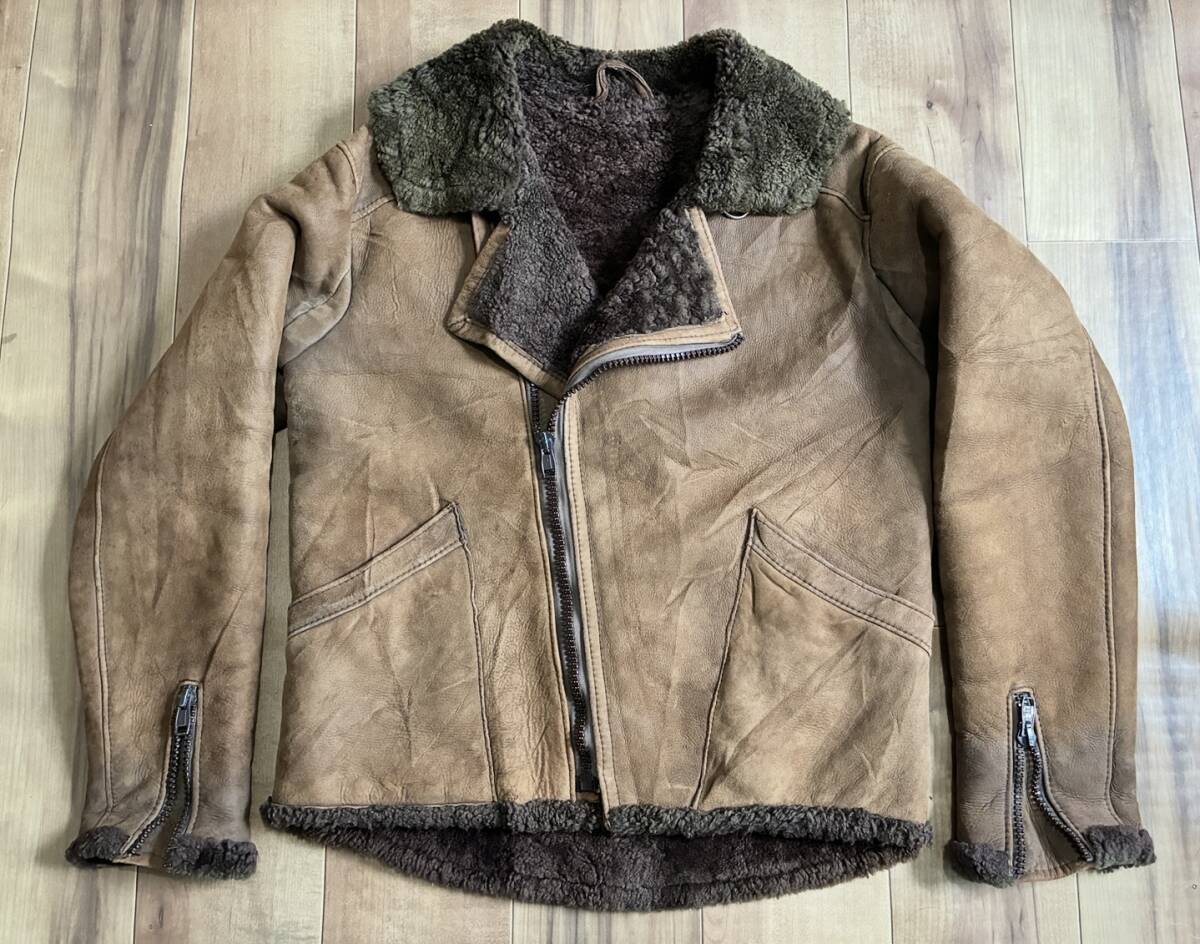 イギリス製ヴィンテージ ダブルライダース ムートンジャケット拍卖