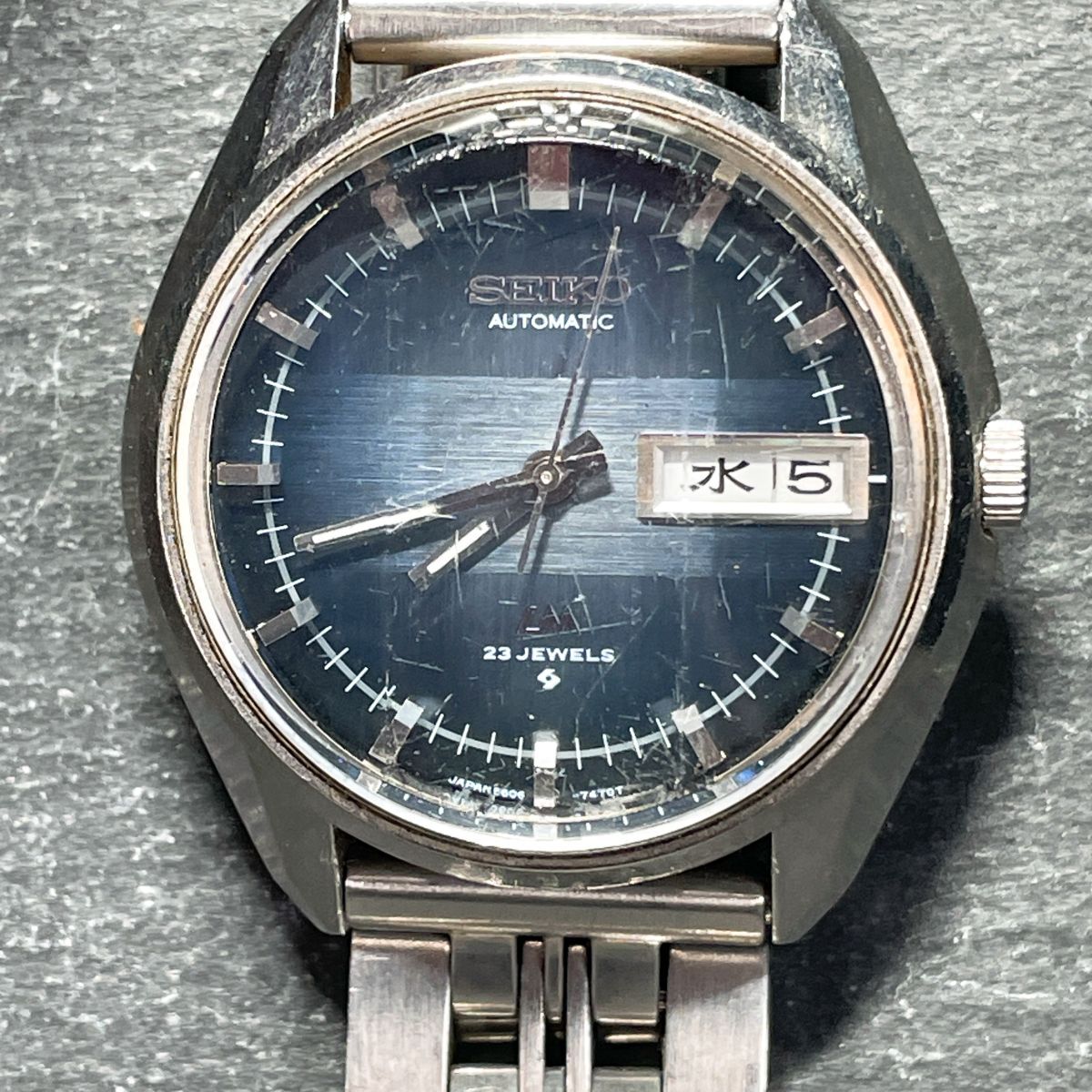 1970年代製 SEIKO セイコー LM ロードマチック 5606-7280 腕時計 アナログ 自動巻き ヴィンテージ 諏訪精工舎 3針 ブルー文字盤 シルバー拍卖