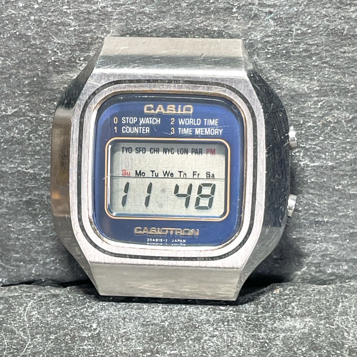 CASIO カシオ CASIOTRON カシオトロン S-14 腕時計 デジタル クオーツ スクエア ステンレススチール 新品電池交換済み 動作確認済み拍卖