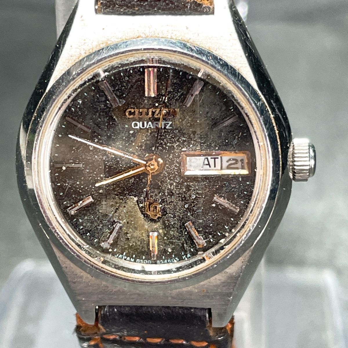 CITIZEN シチズン 4-852273 腕時計 アナログ クオーツ 3針 カレンダー ラウンド ステンレススチール シルバー バーインデックス拍卖