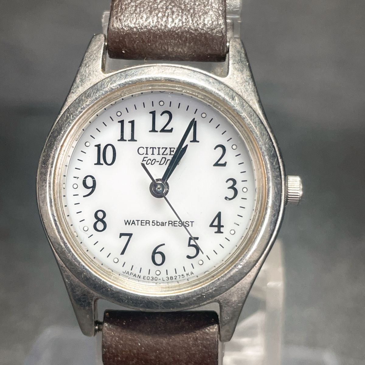 CITIZEN シチズン Eco-Drive エコドライブ E030-L20484 腕時計 アナログ クオーツ 3針 ホワイト文字盤 レザーバンド ブラウン ラウンド拍卖
