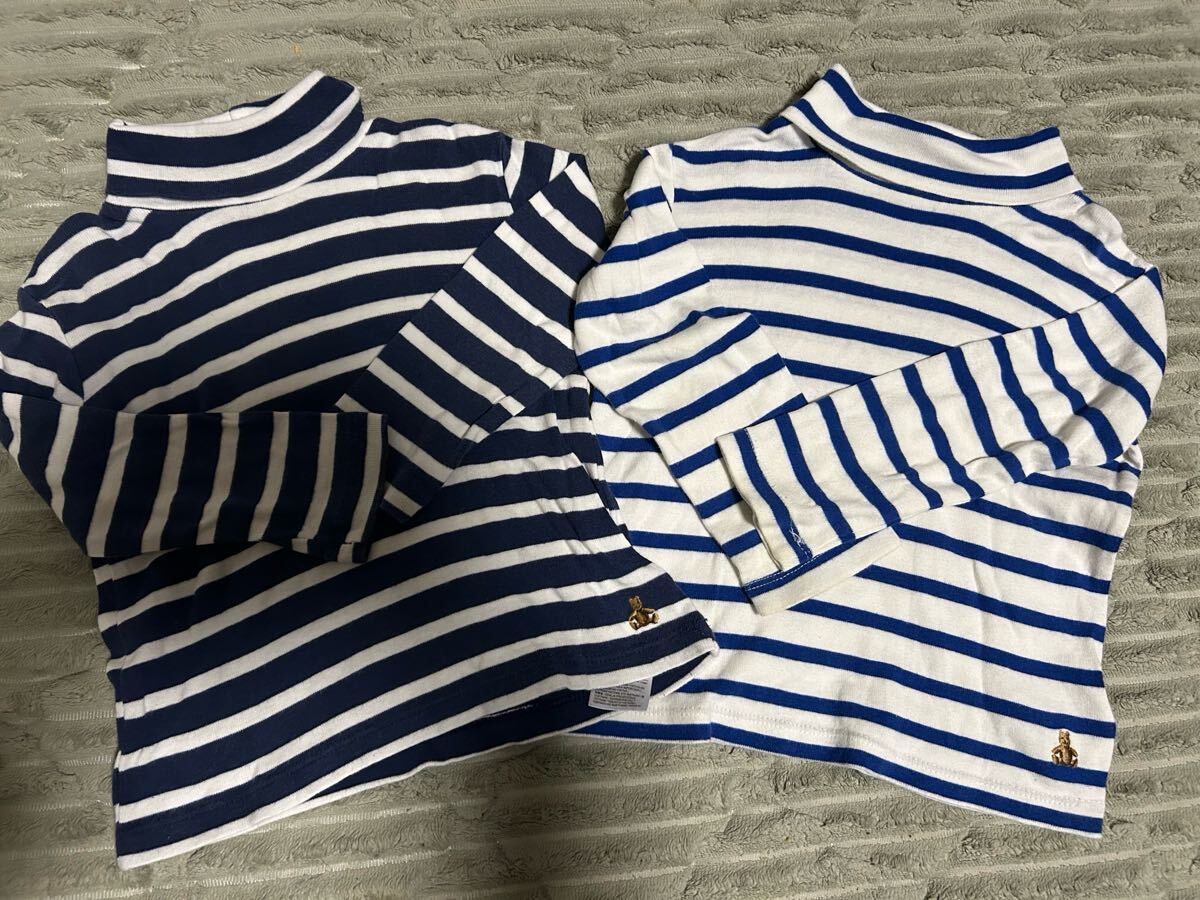 ボーダー GAP 90 ベビー ツインズ 2枚セット 長袖 ネイビー 白 長袖Tシャツ 子供服キッズ拍卖