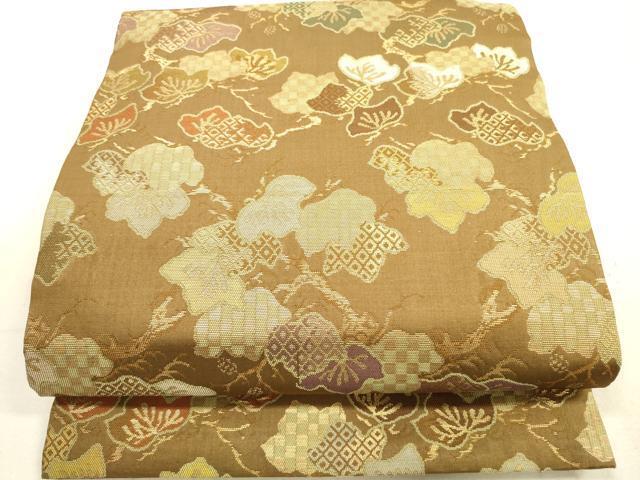 平和屋着物◎アンティーク 大正ロマン 丸帯 枝葉文 金糸 正絹 逸品 DAAX2240xg拍卖