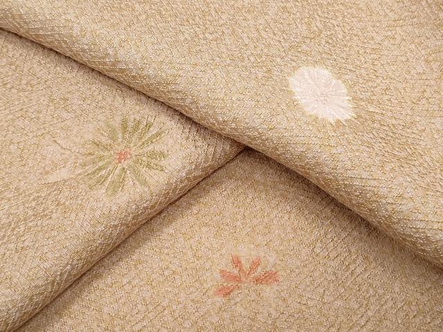 平和屋着物▼上質な小紋 地紋起こし 舞花文 正絹 逸品 未使用 CAAZ8937th拍卖