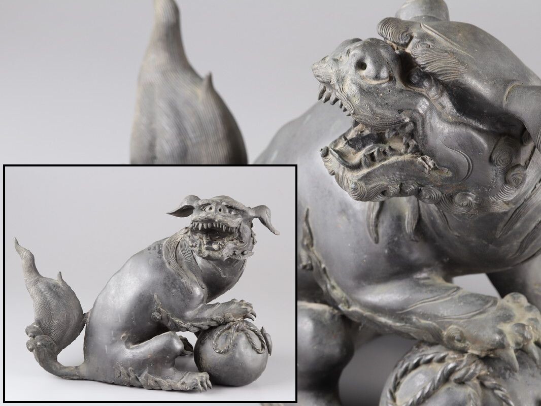 中国古玩 唐物 古美術 古銅造 獅子 置物 時代物 極上品 初だし品 D5151拍卖