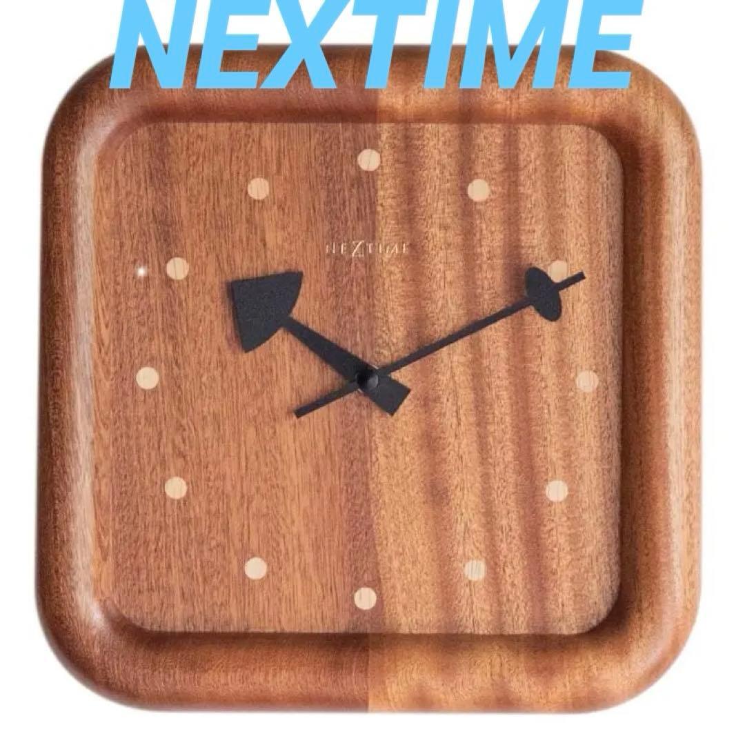 NEXTIME(ネクスタイム)木製 掛け時計 Dowel Square 定価16280円★新品 送料無料★北欧 ウッド デザイン ナチュラル 寝室 5713259拍卖