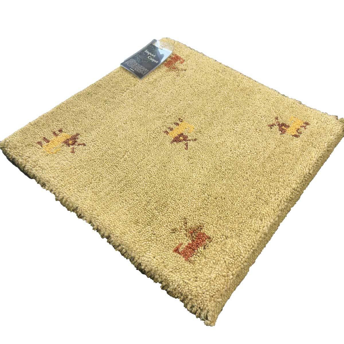 ◆送料無料◆ インド製 手織り ギャベ 40cm角 ウール100% チェアパッド ミニマット【CM-7057-34】拍卖