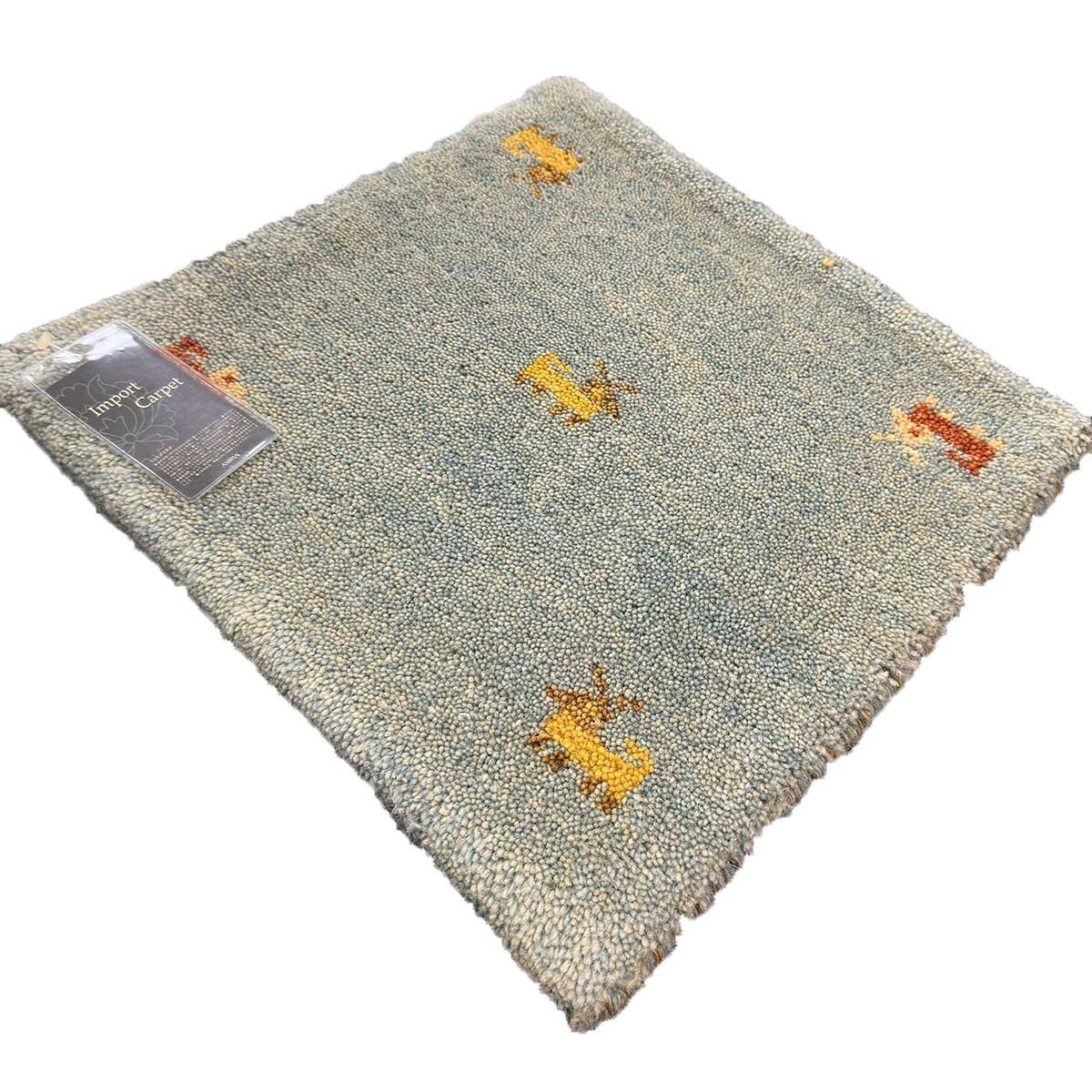 ◆送料無料◆ インド製 手織り ギャベ 40cm角 ウール100% チェアパッド ミニマット【CM-7057-44】拍卖