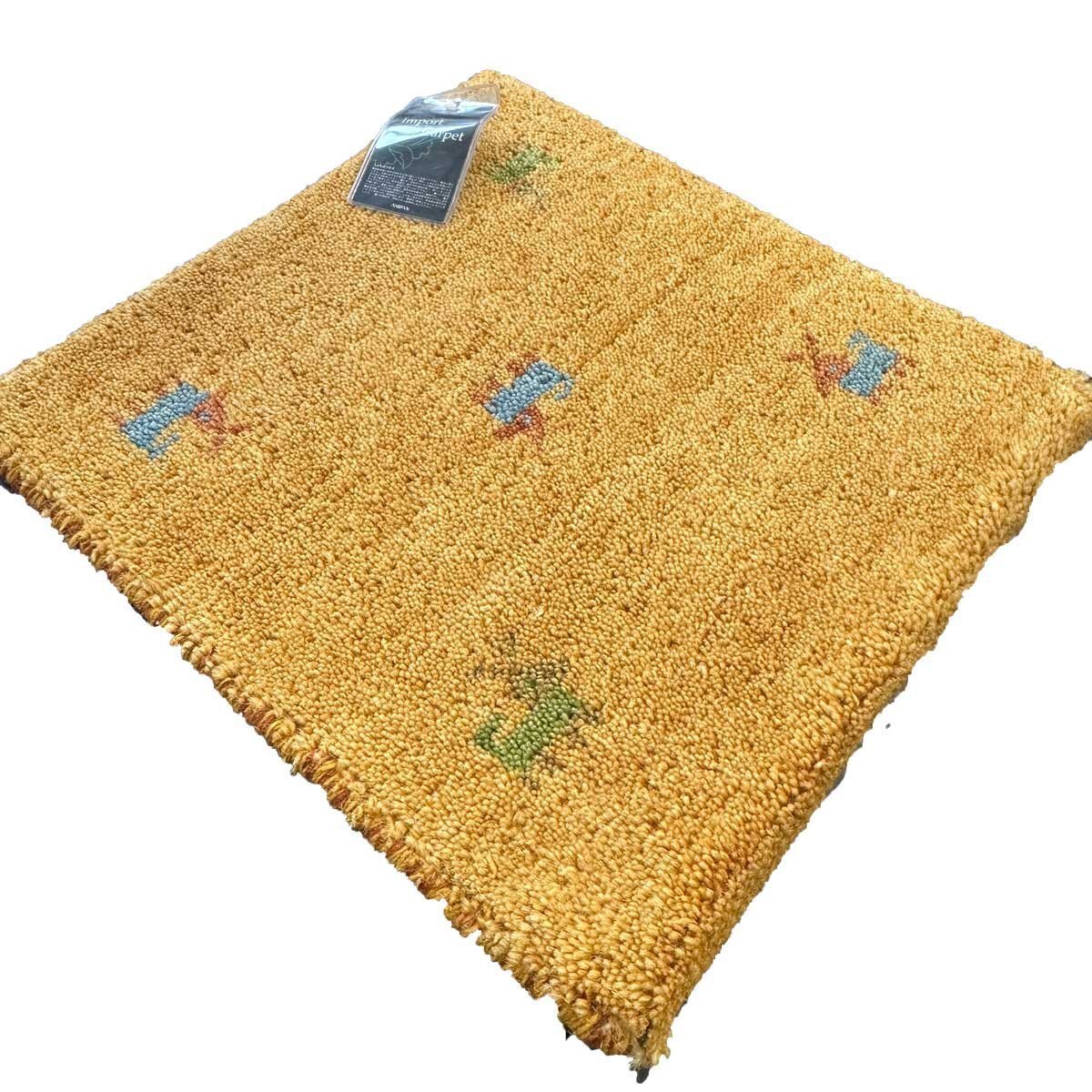 ◆送料無料◆ インド製 手織り ギャベ 40cm角 ウール100% チェアパッド ミニマット【CM-7057-84】拍卖