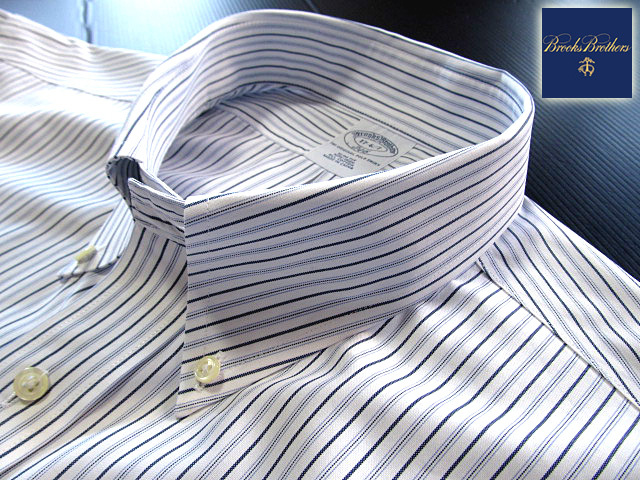 ★美品 ブルックスブラザーズ BROOKS BROTHERS ボタンダウンシャツ 長袖 XLサイズ 希少品 マルチストライプ ブルー×ブラック×ホワイト拍卖