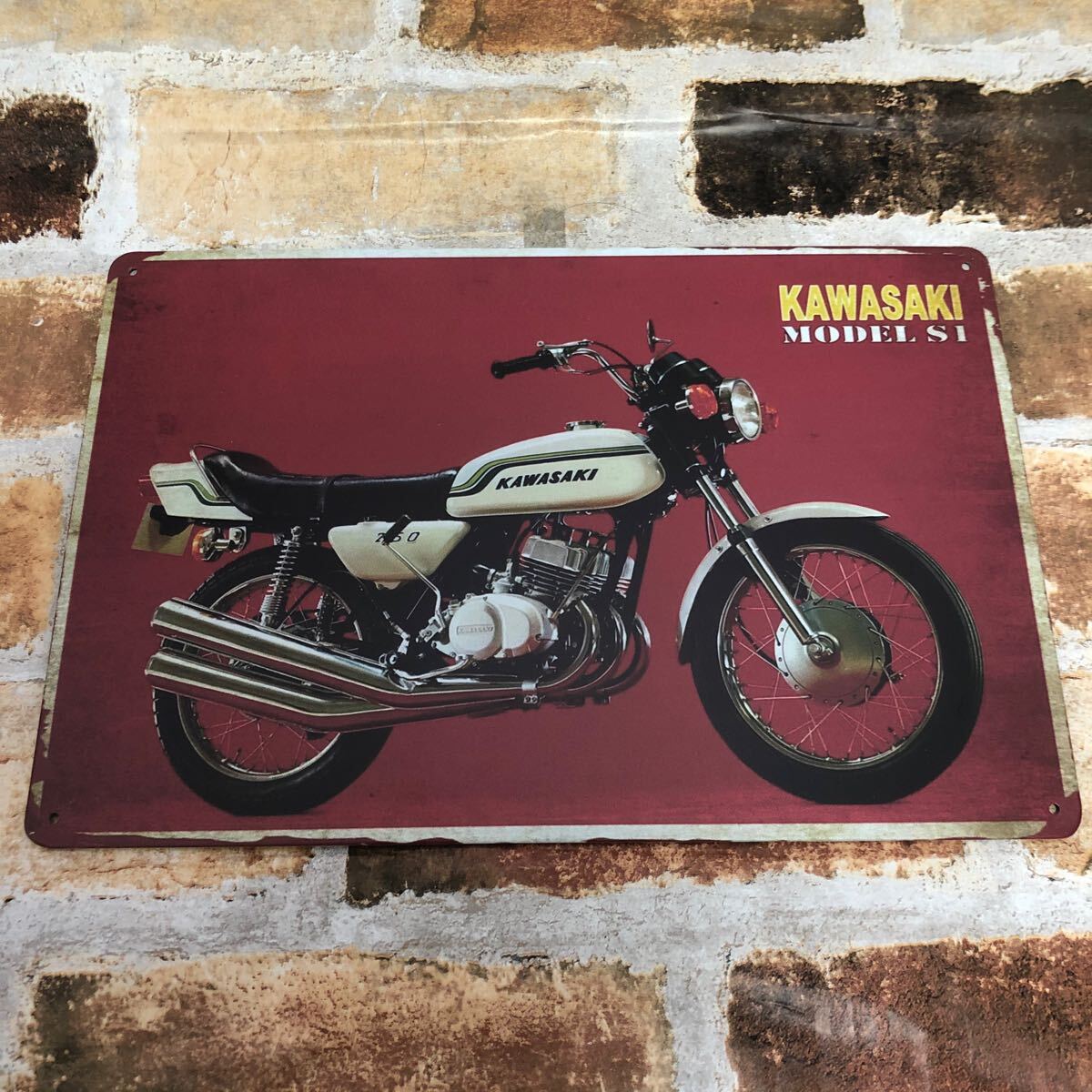 カワサキ マッハ 250 【1】Kawasaki 昭和レトロ ブリキ看板 プレート 旧車 ヘッドライト拍卖