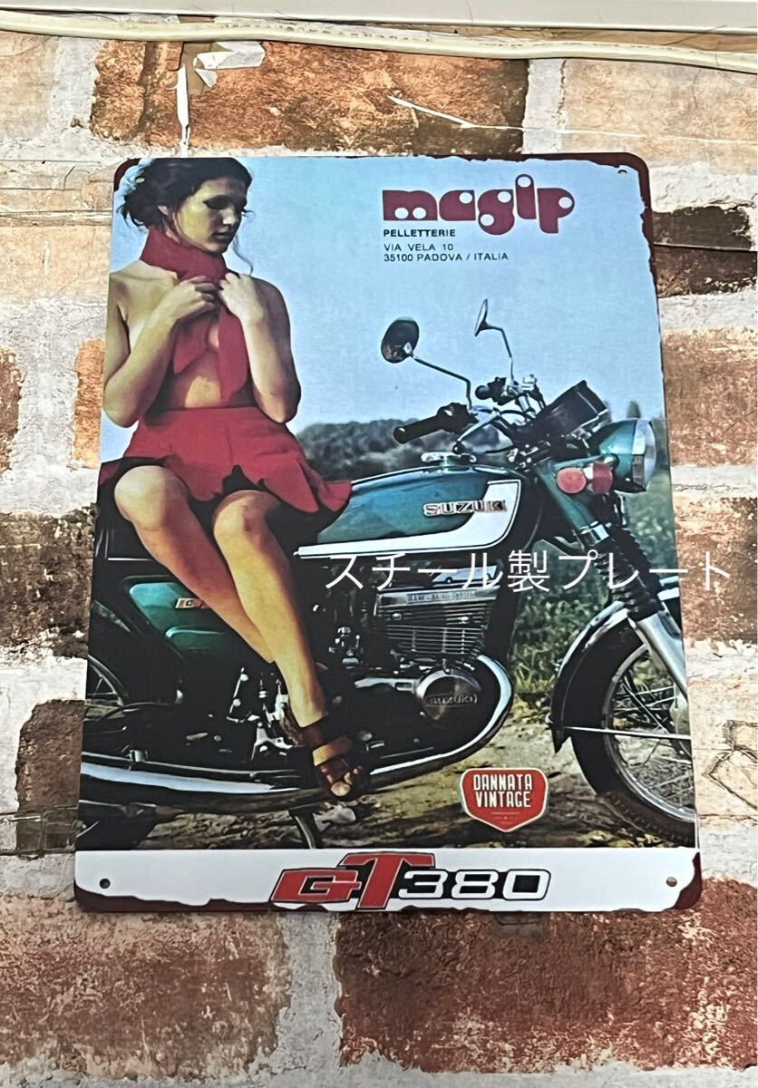 スズキ GT380 【A】 GTサンパチ 昭和レトロ 2ST ブリキ看板 プレート ナナハン GT550 旧車拍卖