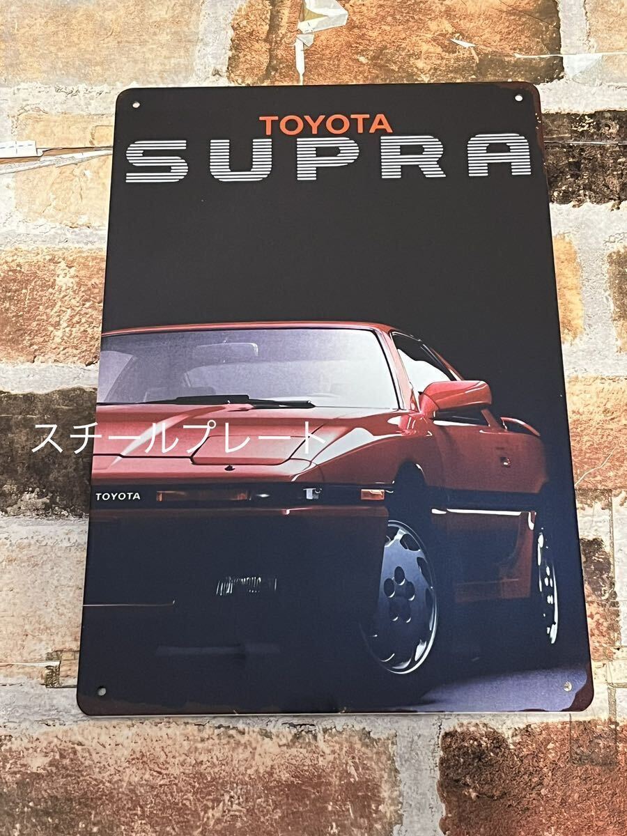 Toyota スープラ 赤 プレート 昭和レトロ ブリキ看板 プレート 旧車 ヘッドライト AE86 セリカ XX拍卖
