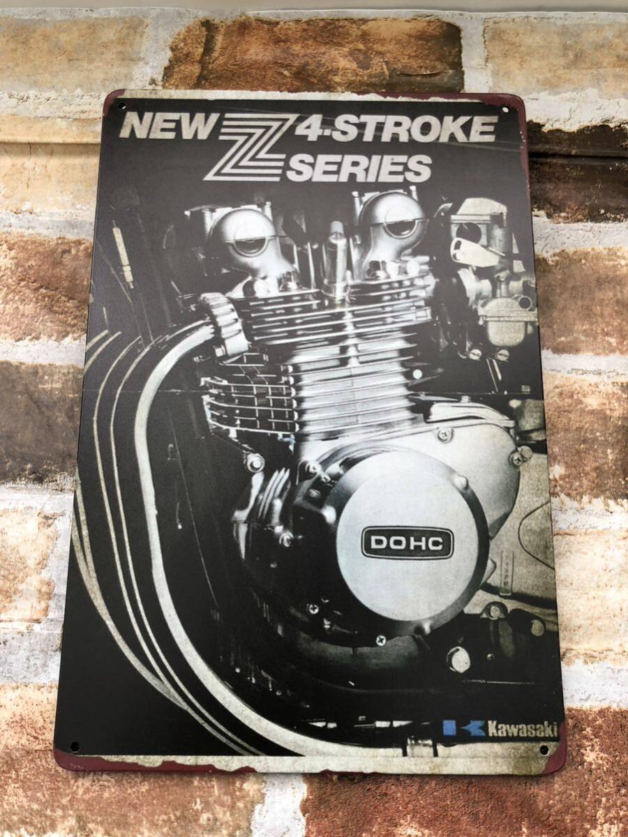 KAWASAKI 750 RS Z2 Z1 【C】 ブリキ看板 プレート 昭和レトロ ヴィンテージ加工 旧車 Z2 Z750 Z400拍卖