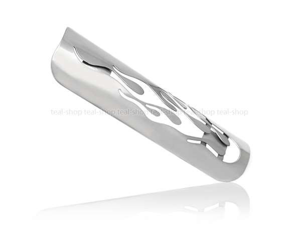 熱からサイドバッグを守る!!☆新品☆汎用設計☆ マフラーヒートガード サイレンサー 炎柄 ファイアパターン アメリカン ステンレス製拍卖