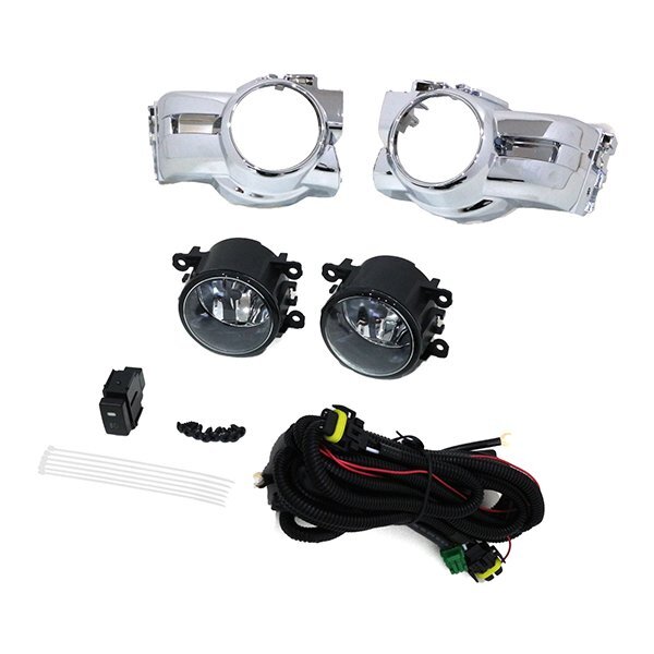 キャラバン E26 NV350 前期 H24/6~H29/7 後付け メッキカバー付 フォグランプ ユニット フォグライトカバー リレーハーネス スイッチ付拍卖