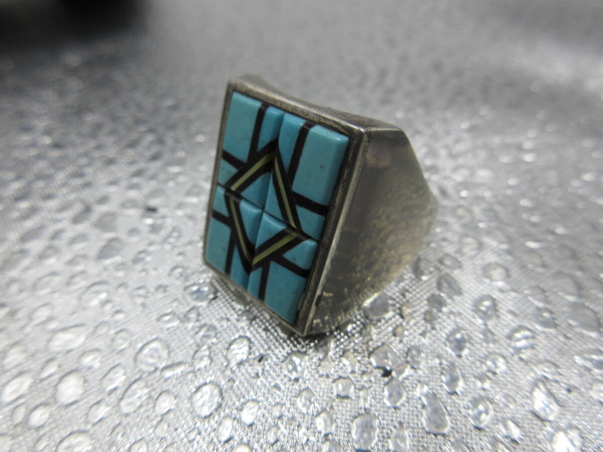 925 シルバー製 ズニ族 Yelmo Natachu アメリカンネイティブ インレイリング拍卖