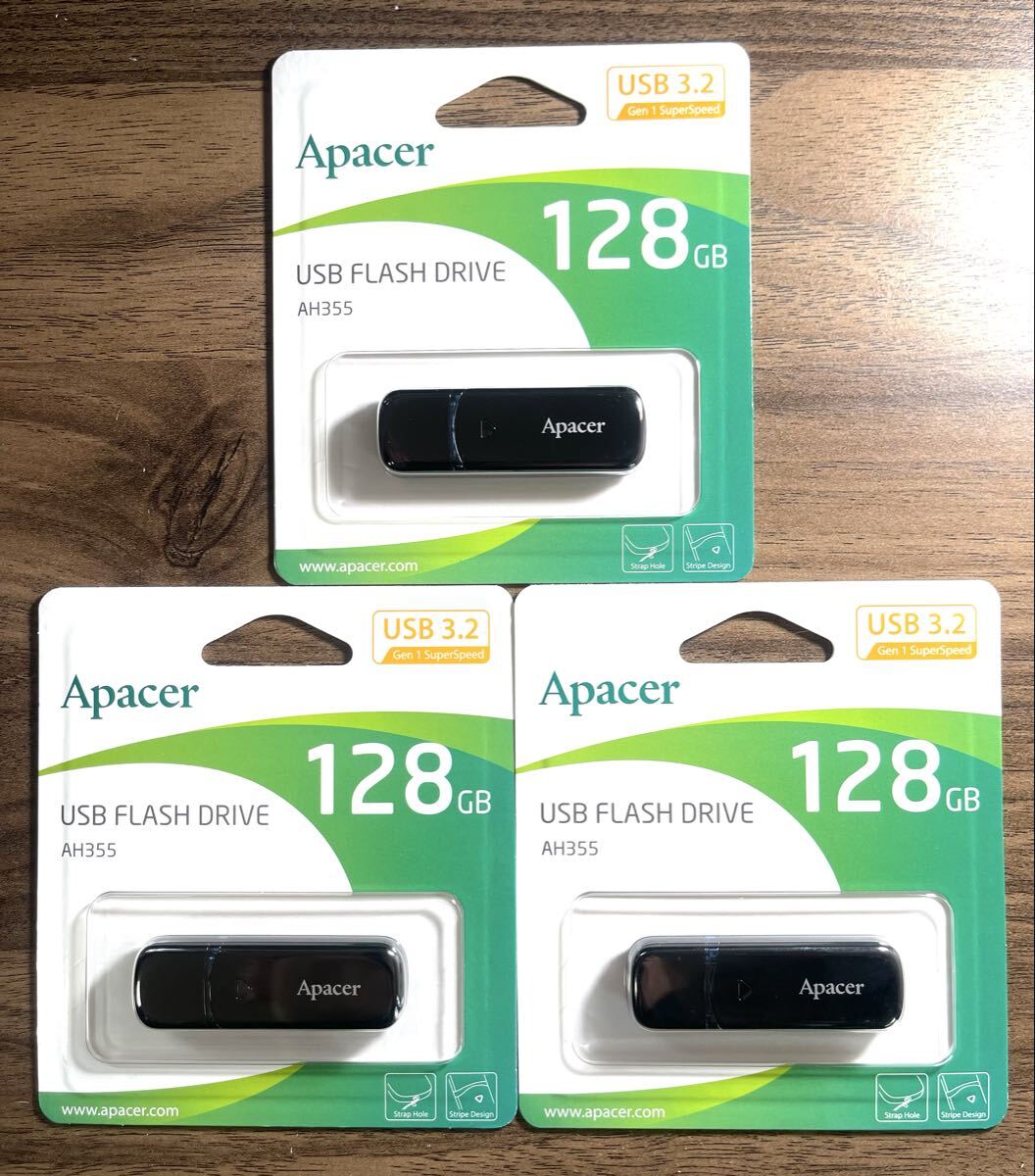 USBメモリー128GB 3.2 Apacerブランド キャップ式【3個セット】拍卖