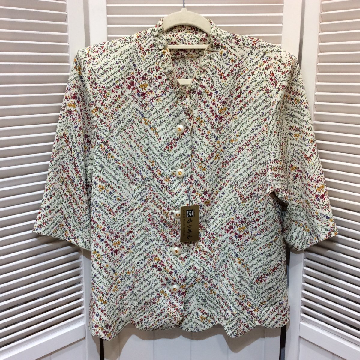 【値下げ】未使用☆TAKUMI 匠 ちりめん 半袖シャツジャケット F フリーサイズ拍卖