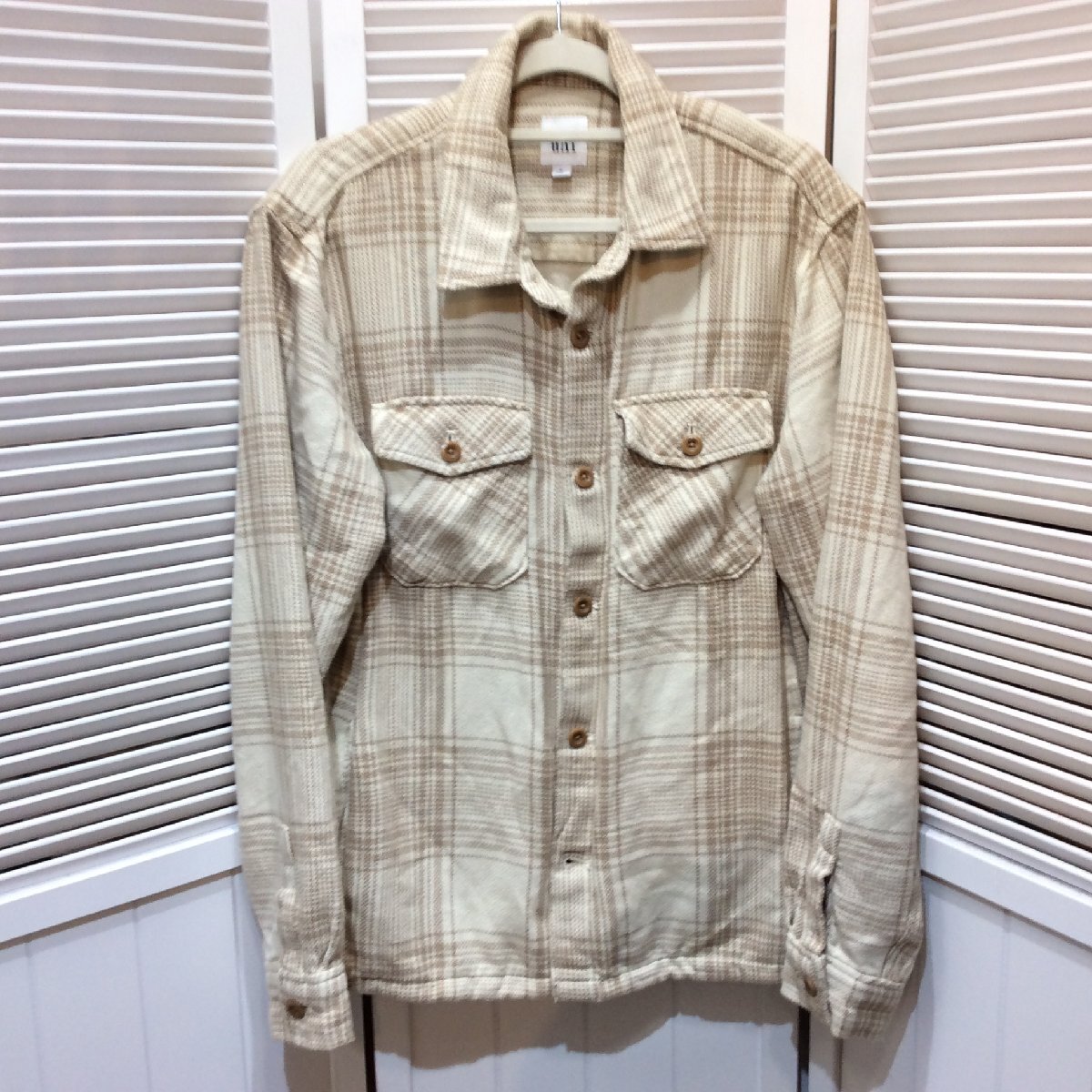 GAP ギャップ メンズ 長袖シャツ M ベージュ系 チェック柄拍卖