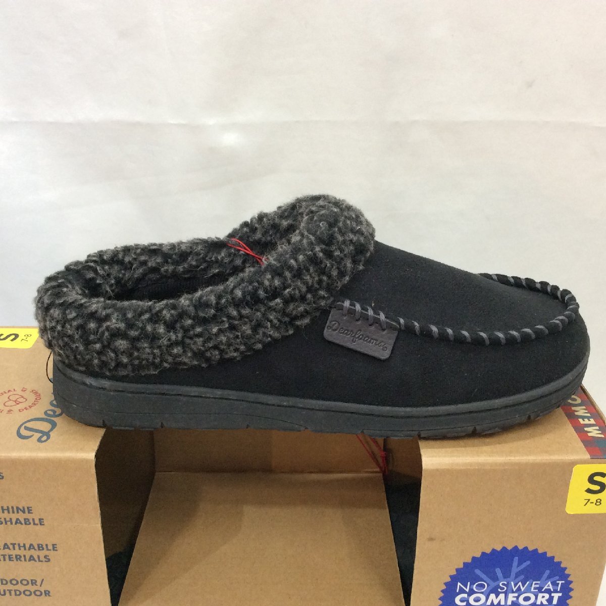 新品☆Dearfoams ディアファームズ メンズ スリッパ S 7-8 25~26cm ブラック コストコ サンダル サボ拍卖