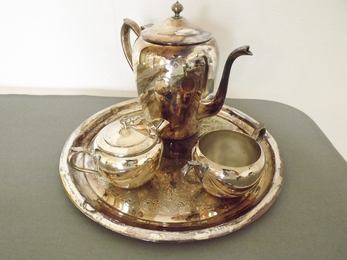 F. B. Rogers Silver Co. (F B ロジャースシルバー) シルバー仕上げ アンティーク ティーセット ポット 銅製拍卖