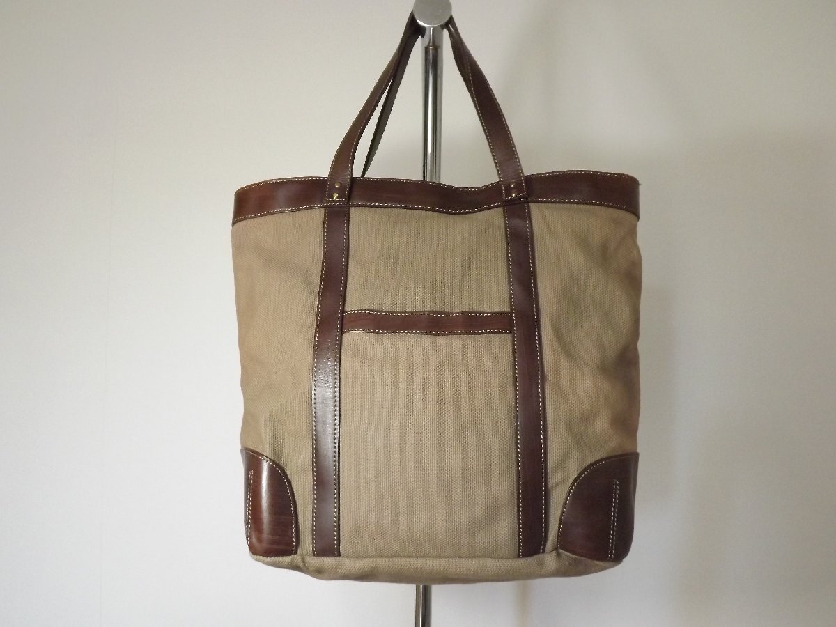A.D.M.J. -Accesoires De Mademoiselle アクセソワドゥマドモワゼル 日本製 ヴィンテージ加工 キャンパス レザー トートバッグ拍卖