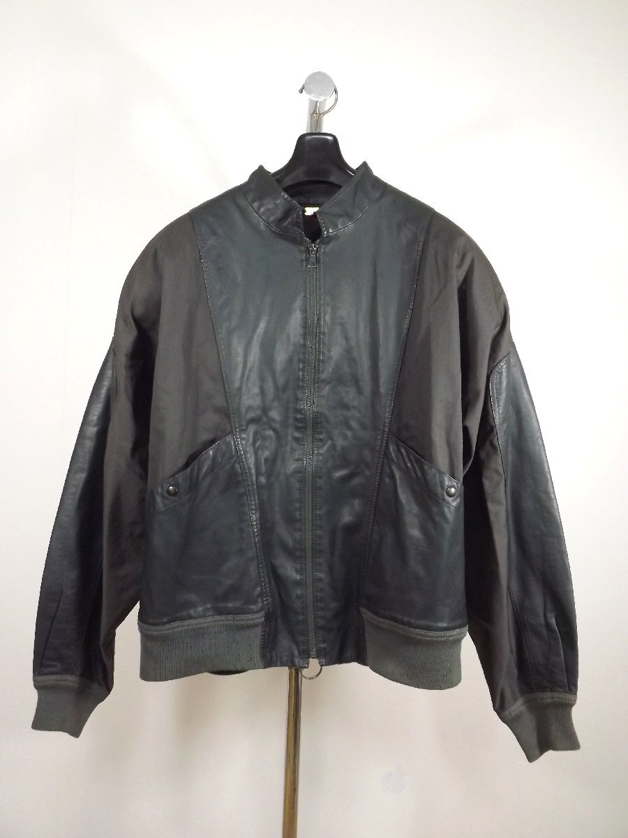 Nazareno Gabrielli (ナザレノガブリエリ) ヴィンテージ メンズ コットン×レザー 切り替え ジャケット サイズ48拍卖