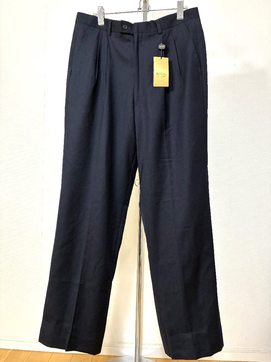 新品 LANVIN (ランバン クラシック) ロイヤル エクセレント ヴィンテージ カシミヤ混 ウール パンツ メンズ サイズ85拍卖
